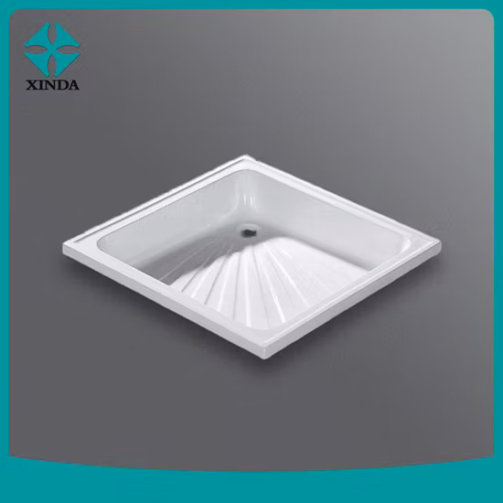 Bandeja de chuveiro de resina portátil retangular branca para banheiro