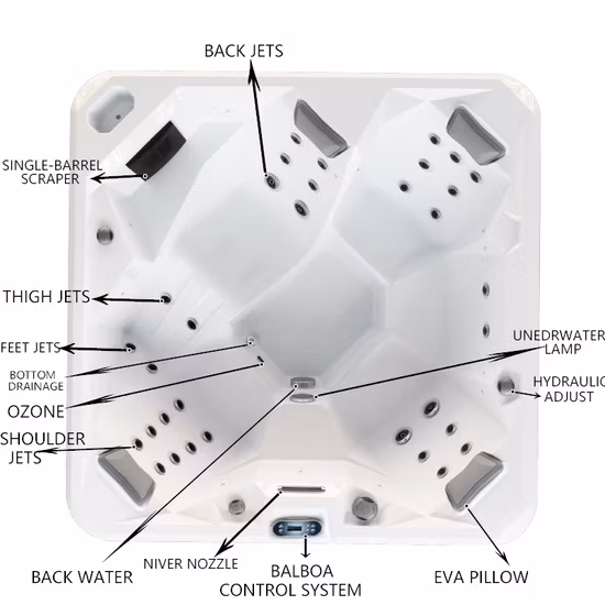 Novo design multifuncional acrílico banheira familiar grande spa de natação